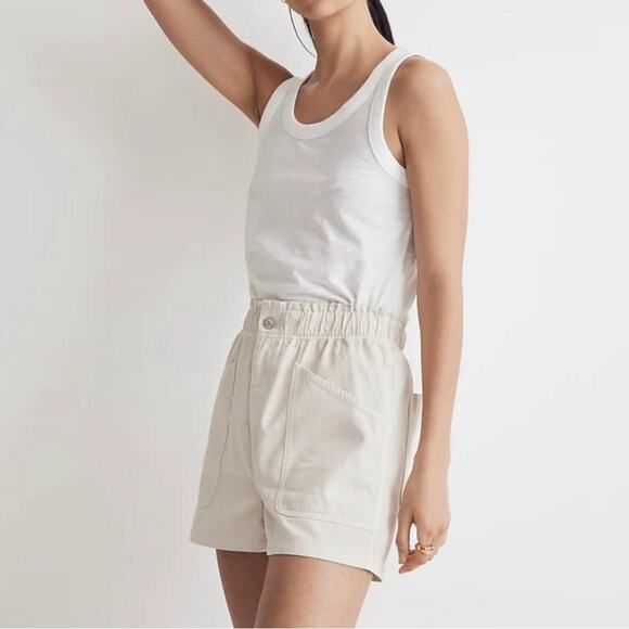 Madewell Pull-on Paperbag Utility Shorts: Garment-Dyed  Vintage Linen - Size 31 - Picture 2 of 14